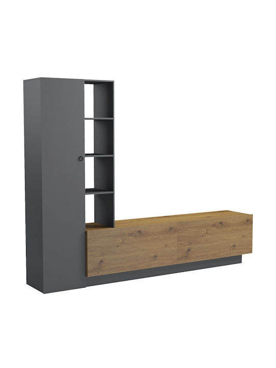Wohnzimmer TV-Einheit Tilveo Anthrazit M230xB41,5xH180cm
