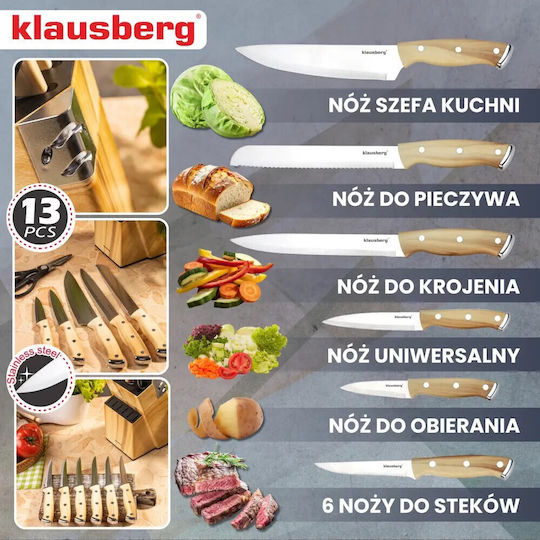 Klausberg Комплект Ножове с Основа от Неръждаема Стомана 13 Бройки