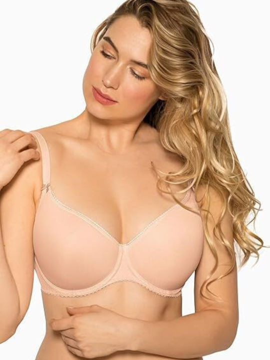Beige Minimizer Bra With Underwire