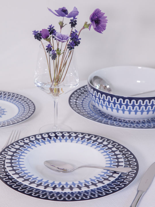 Ionia Illusion Serving Platter of Blue Porcelain with Diameter 30cm