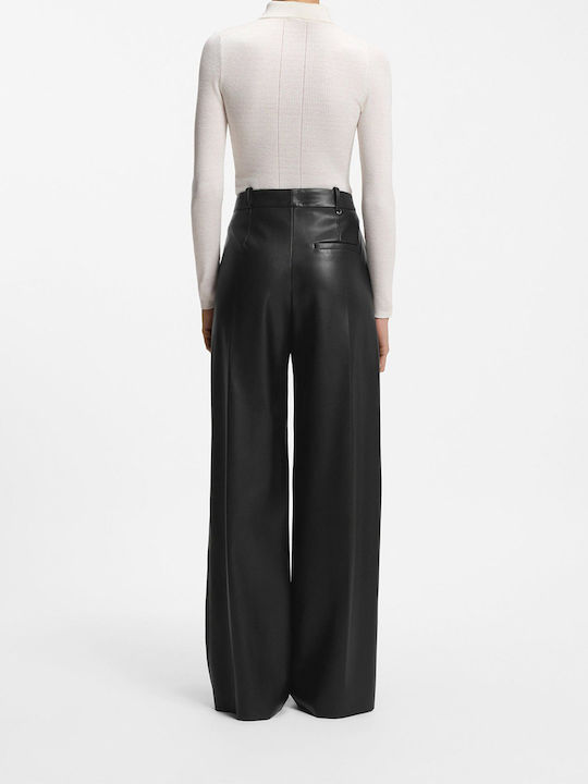 Hugo Women's High Rise Leather Trousers Black