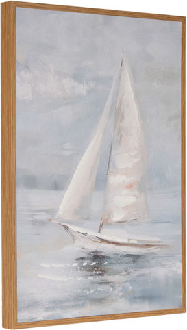 Gemälde Segeltuch Schiff Blau-Beige 24x2x34cm ESTHETI 812-10048