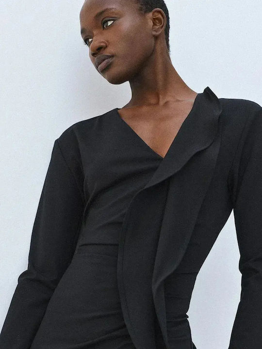 Summer Mini Evening Dress with Ruffles Black