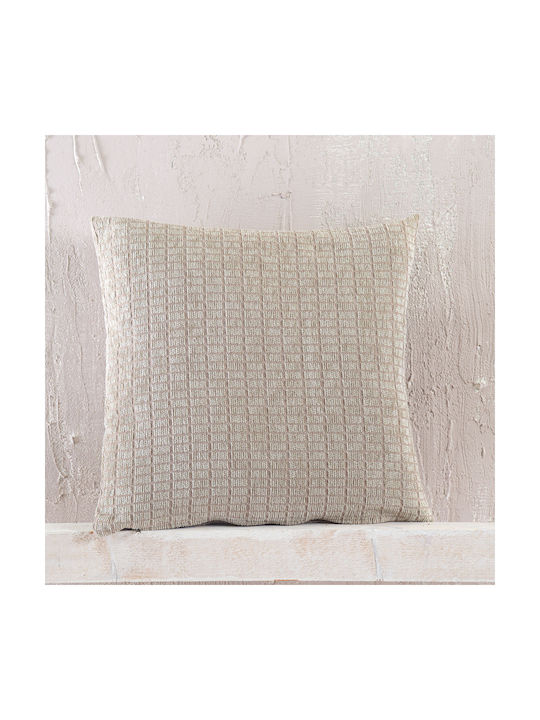 Rythmos Decorative Pillow Case Corvet made of 100% Cotton Brown 40x40cm