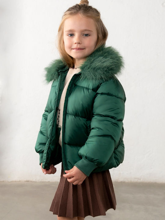 Kids Casual Short Green Jacket