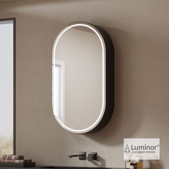 Luminor 308-5027 Oglindă De Baie Rectangulară Lumini LED Din Metal Cu Dulap 50x90cm Neagră Luminor 308-5027 Oglindă De Baie Rectangulară Lumini LED Din Metal Cu Dulap 50x90cm Neagră