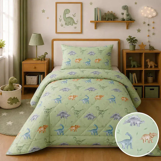 Astron Italy Παιδικό Πάπλωμα Μονό με Γέμιση Microfiber Dinosaurs Dinosaurs 160x240εκ.