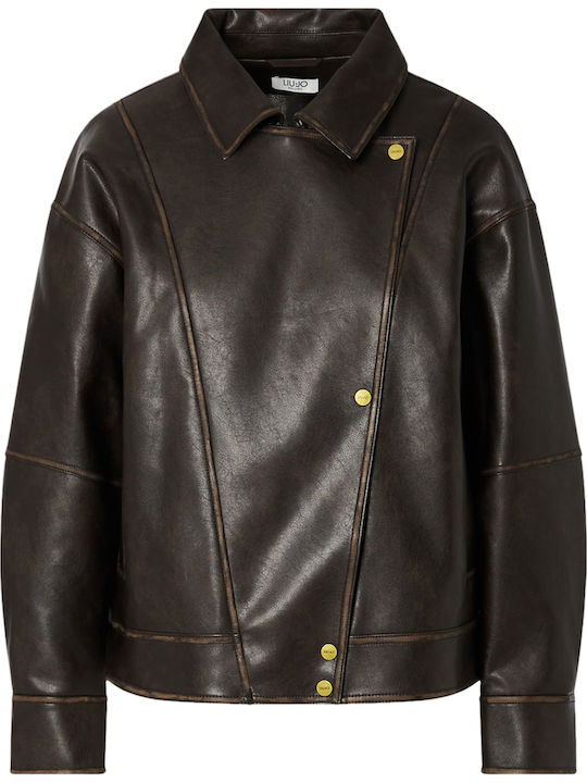Leather Women's Jacket for Winter Deep Brown