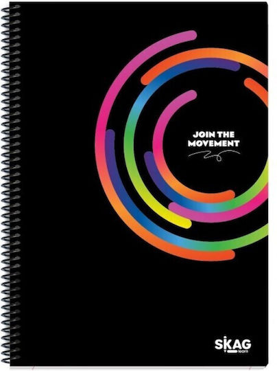 Skag Spiral Notebook Ruled B5 60 Sheets 2 Subjects Black