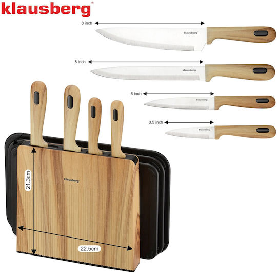 Klausberg Klausberg Rostfreier Stahl Kochgeschirr-Set Mit Ständer 8 Stück Braun