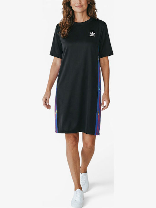 Лятна Mini спортна рокля T-shirt къс ръкав Черна