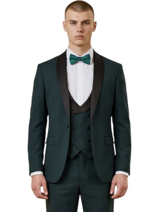 Men's Groom's Suit with Vest Green