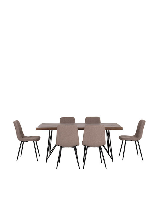 Esszimmermöbel-Set mit 6 Stücken 180x90cm