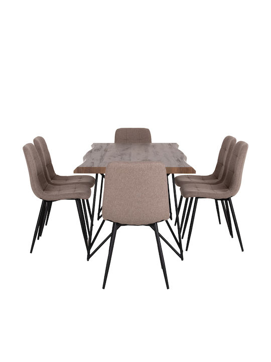 Esszimmermöbel-Set mit 6 Stücken 180x90cm
