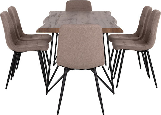 Esszimmermöbel-Set mit 6 Stücken 180x90cm