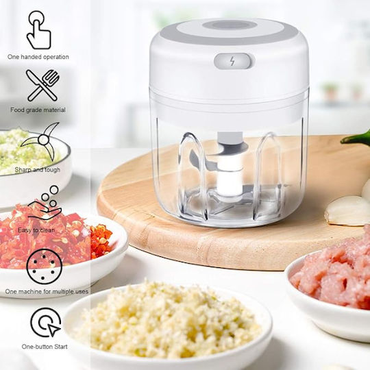 Мини миксер за храна 250 ml презареждащ се бял