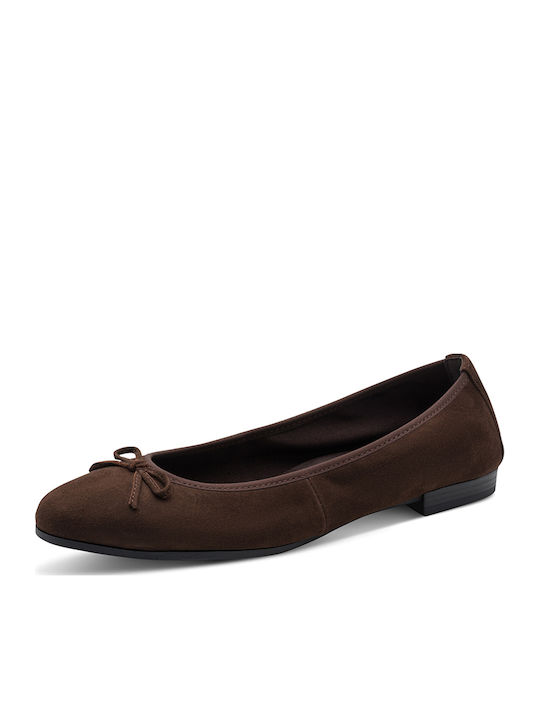 Wildleder Damen Ballerinas in Braune Farbe