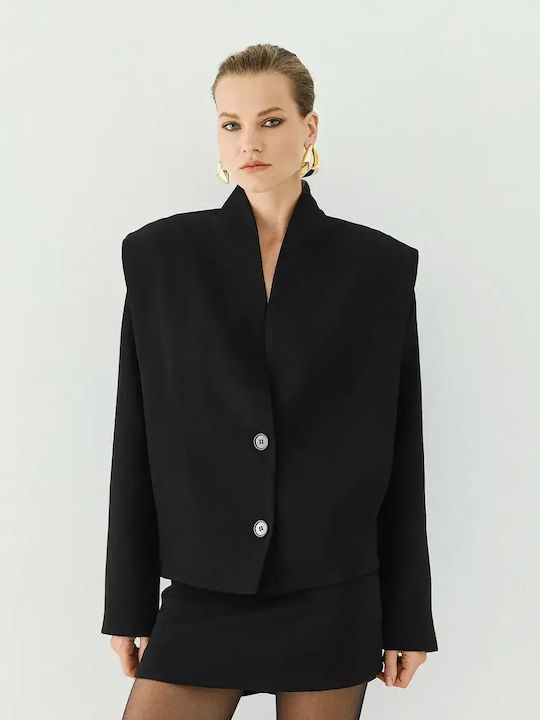 Access Kurzes Damen Blazer Schwarz