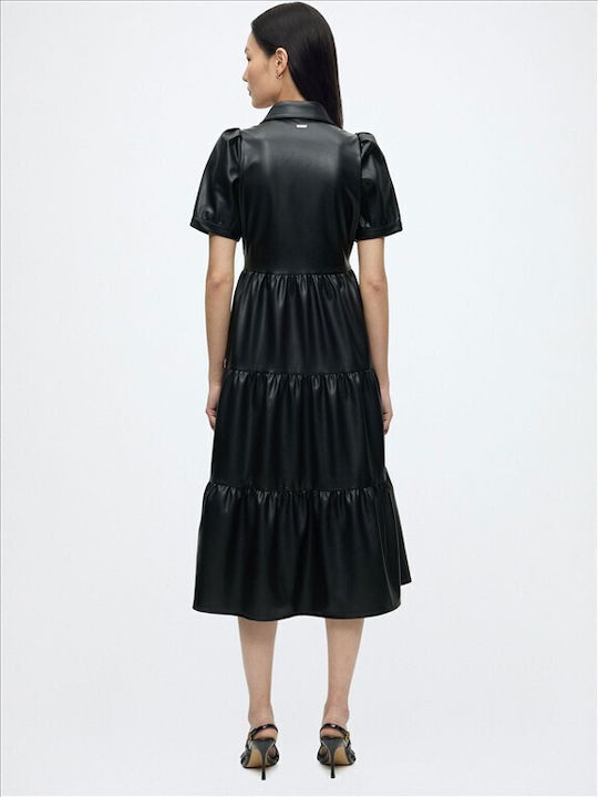 DKNY Δερμάτινο Φόρεμα All day Black