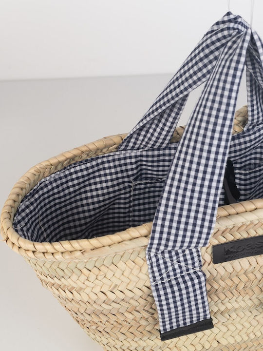 Kbas Wicker Beach Bag Blue