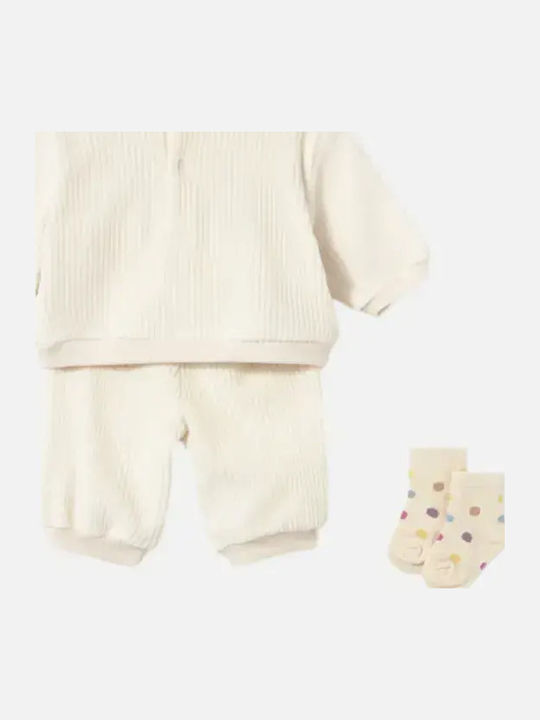 Kids Sweatpants Set Ecru 3 Pieces