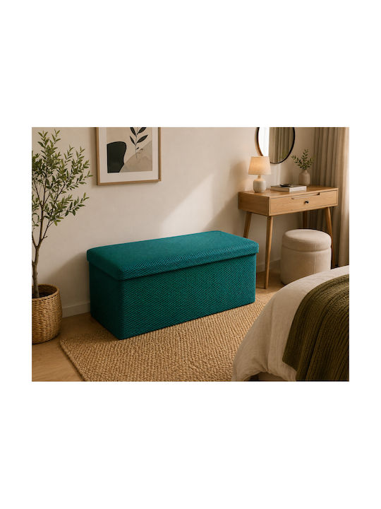 Bench Stool with Storage Space Upholstered with Fabric Green