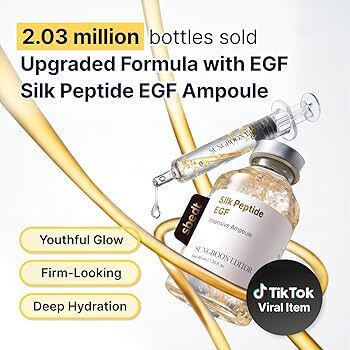Sungboon Editor Silk Peptide EGF Intensive Anti-Aging Ampoule Face Serum with Peptides & Hyaluronic Acid for Brightening 40ml