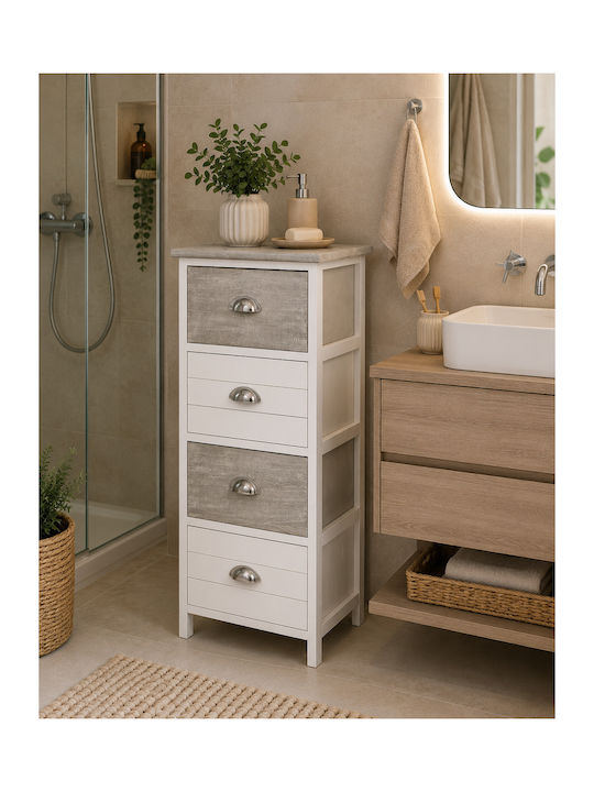 Storage Chest Wooden with 4 Drawers W37.5xD27.5xH89.5cm