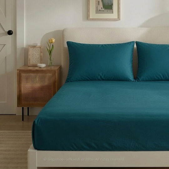 Casa Colori Super-Double 160x200+30cm with Elastic Navy Blue