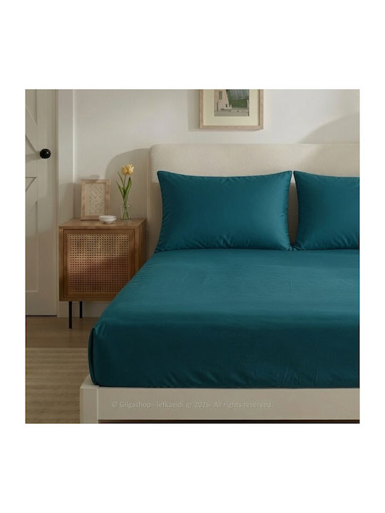 Casa Colori Cearșaf Dublu cu Elastic 140x200+30cm. Albastru marin