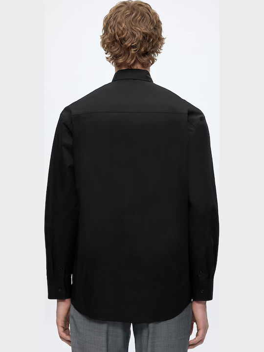 Short Sleeve Denim Shirt in Regular Fit Black