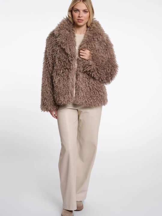 Short Women's Beige Fur