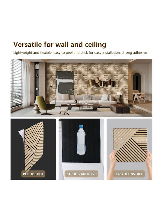 Panouri Decorative 3D De Perete Din MDF Autoadezive / Cu Adeziv Negru 60x60x1cm
