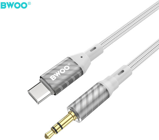 Bwoo Aux074 Aux Usb-c Cable 3.5mm Jack Audio Gray