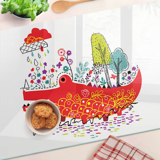 Tulup Επιφάνεια Κοπής Γυάλινη Πολύχρωμη 80x52cm
