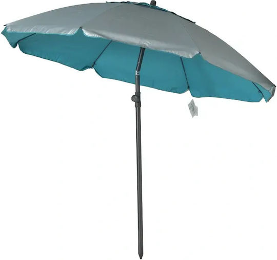 Campo Retro 240 Folding Aluminum Beach Umbrella Diameter 2.4m with UV Protection and Blue Air Duct