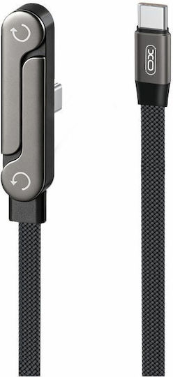 XO Flaches USB Typ-C Kabel männlich - USB-C 240W PD Schwarz 1,5m