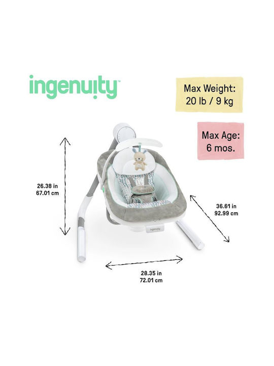 Ingenuity Electric Baby Bouncer Swing Anyway Sway with Music and Vibration White for Child up to 9kg