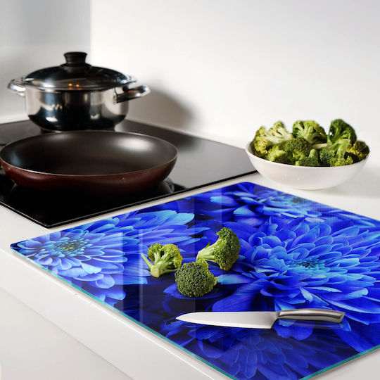 Tulup Tocătoare De Bucătărie Din Sticlă Albastră 60x52cm