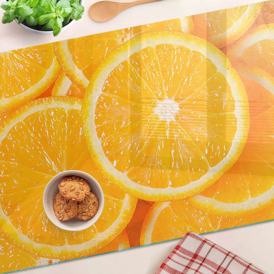 Tulup Tocătoare De Bucătărie Din Sticlă Portocalie 80x52cm
