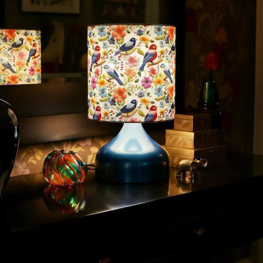 Inspiral Tree Lămpi De Masă Textil Pentru Dulie E27 Cu Pălărie Și Bază Albastră