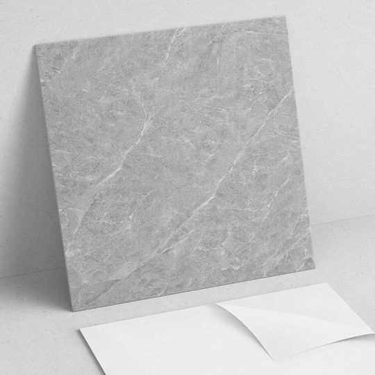 Set Of Vinyl Tiles Living Room Stickers Natural Stone Texture 4x50x50 Cm