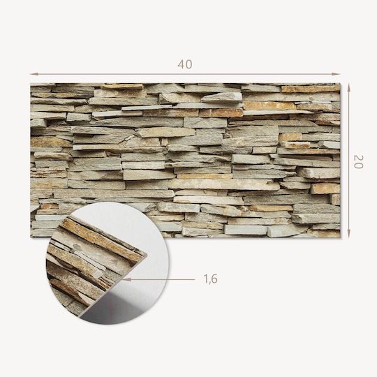 Vinyl Wall Tile Set Natural Stone Design 10x40x20 Cm