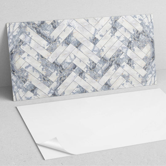 Vinyl Decoration Print Assembly Without Tools Marble Herringbone Pattern 6x60x30 Pieces