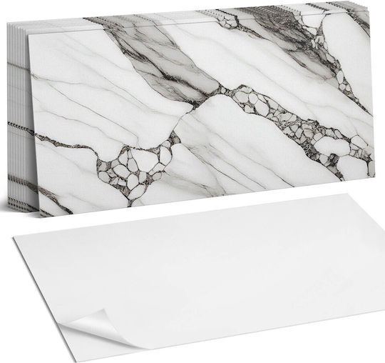 Vinyl Wall Tile Set Marble Vein Pattern 10x40x20 Cm