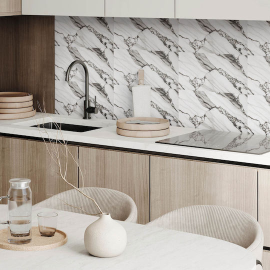 Vinyl Wall Tile Set Marble Vein Pattern 10x40x20 Cm