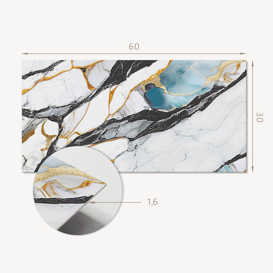 Self Adhesive Vinyl Tile Set Bedroom Marble Vein Design 6x60x30 cm