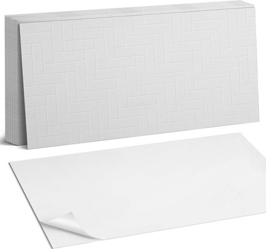 Set Of Vinyl Tiles Brick Herringbone Design 10x40x20 Cm