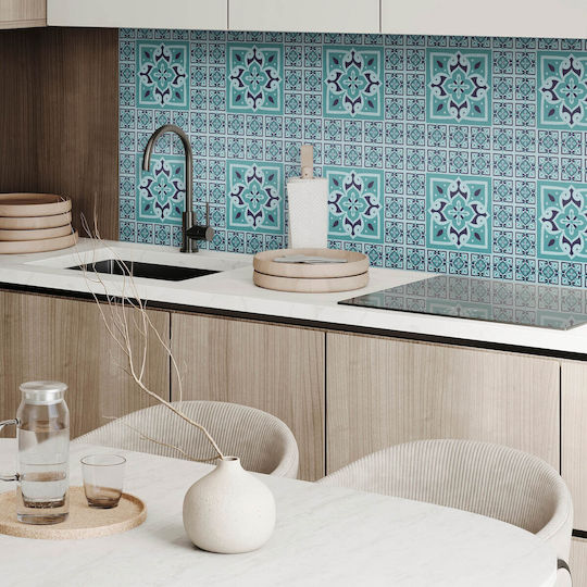 Set Of Vinyl Tiles Floral Pattern Kitchen Living Room 9x30x30 Cm