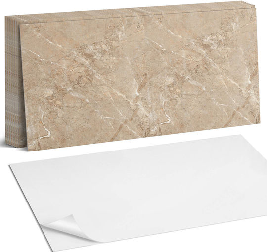 Set Of Vinyl Tile Stickers Print Living Room Natural Marble Pattern 10x40x20 Cm